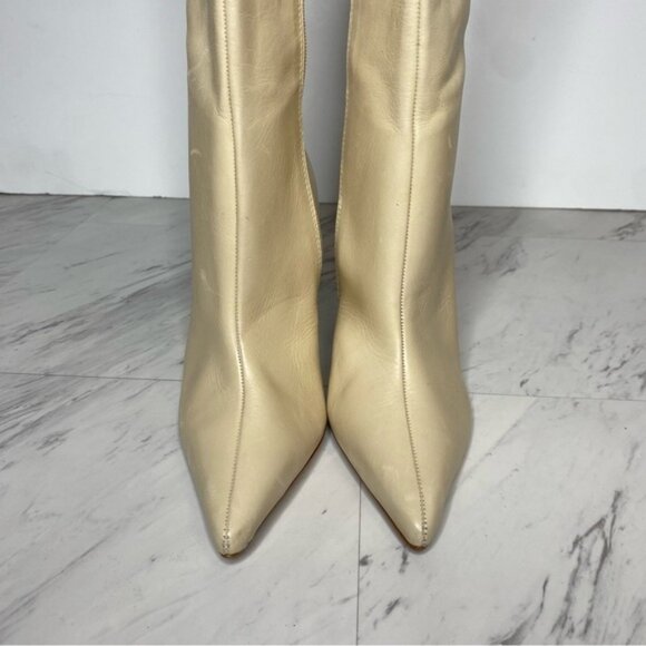 Schutz Asya Up Eggshell Leather Pointy Toe Wedge Tall Boot 8B - Picture 12 of 15